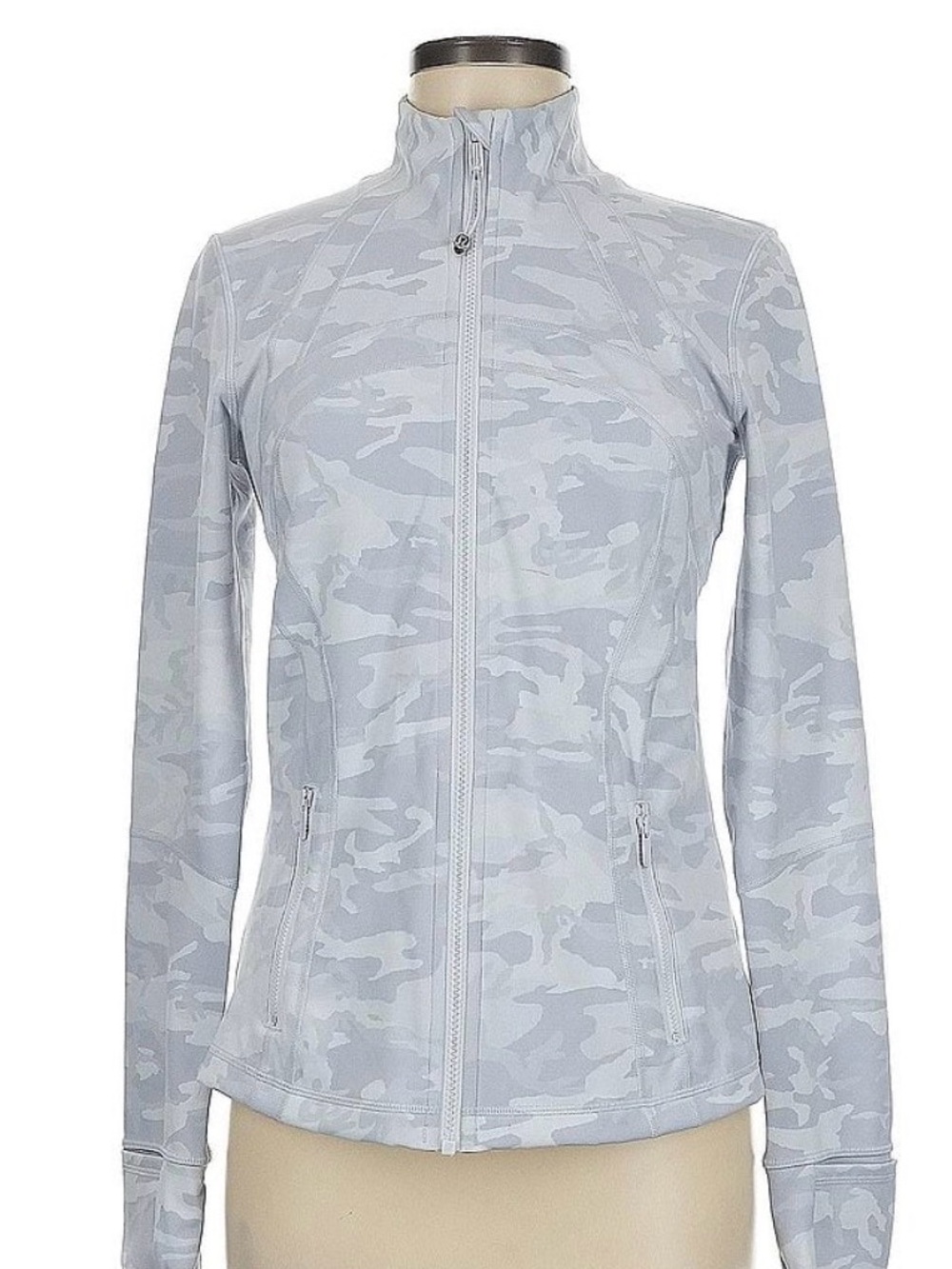 Lululemon Women's Light Gray Camo Zip-Front define waist length Jacket